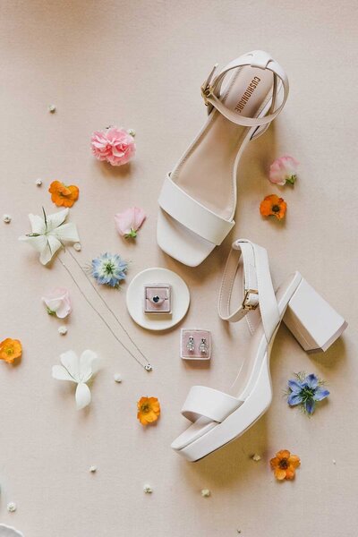 Beautiful wedding photo of bridal shoes