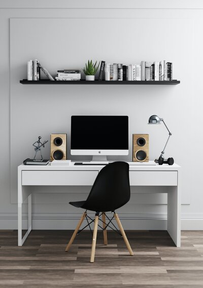 with and black home desk