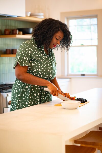 Krystal chopping fruit