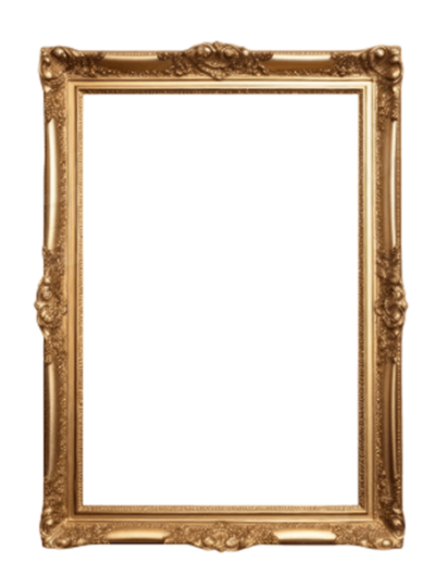 Élément graphique issue de l'identité visuelle de Fenicia Studio, il représente un cadre de peinture avec des ornements et des dorures.