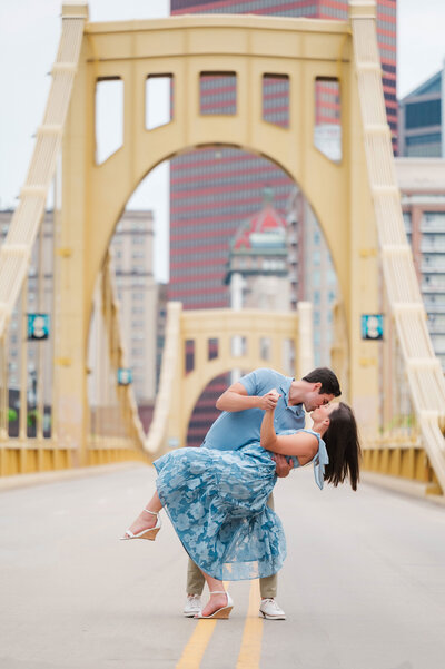 pittsburgh yellow bridges engagement picture