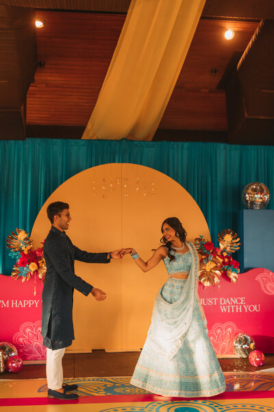 Bride and groom at Indian wedding planned by Bloom & Blueprint