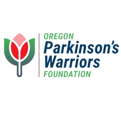 Logo for Oregon Parkinsons Warriors Foundation with a colorful tulip. 