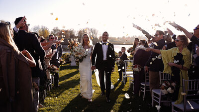 Bride and Groom celebrate after ceremony