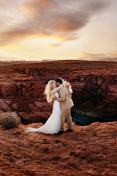 Desert elopement captured by Scottsdale photographer in Arizona red rock canyon