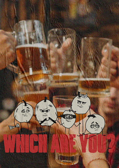 three posters for bad apple brewing wrinkled and sunsoaked