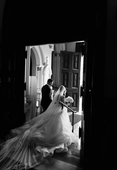 Bride and groom exchanging vows on the terrace of Hotel Santa Caterina overlooking the Amalfi Coast, Italy