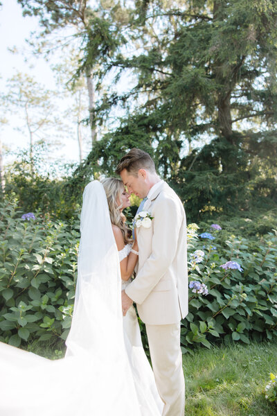 wedding day photo under the veil of a couple