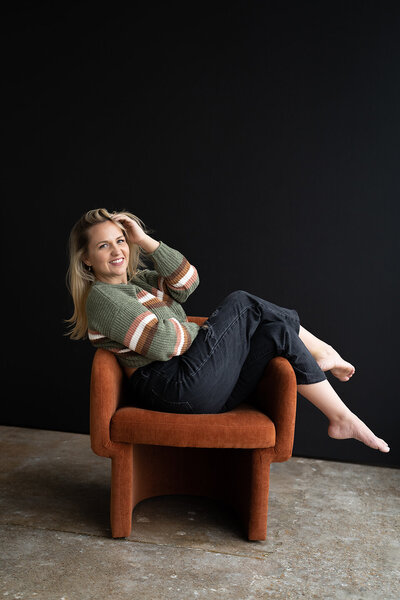 Photographer sitting in a chair