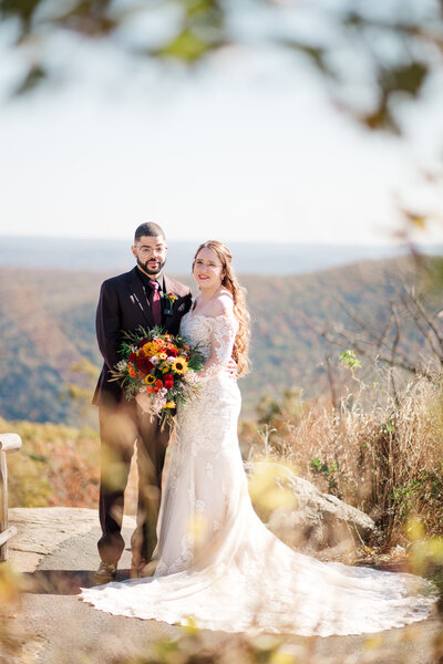 Wedding couple posing for picture  in Hudson Valley NY