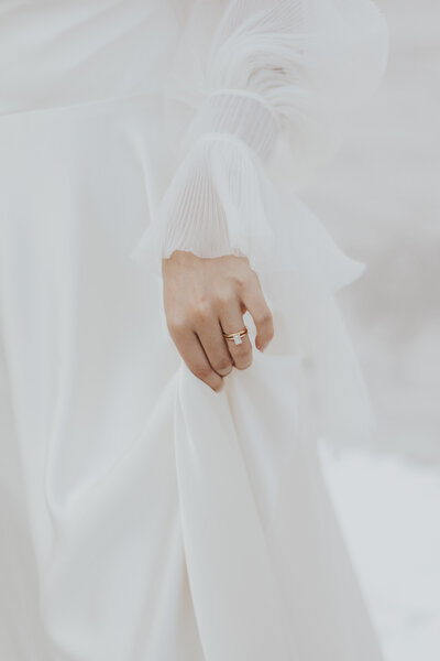 A detail shot of a bride's ring
