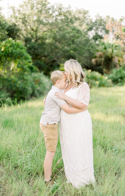 mom and son sunset maternity photo