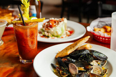Steamed mussels and clams