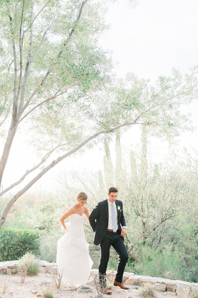 Golden hour in the desert at a wedding in Arizona