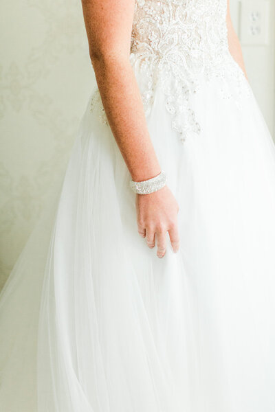 close up of brides gown