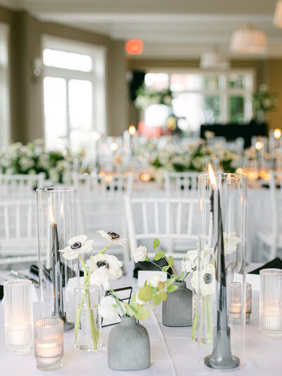 Taper Candle and Bud Vase Centerpieces