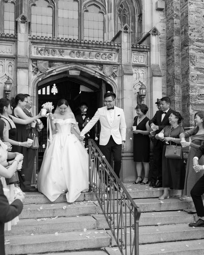 Couple walking down the aisle, wedding in toronto