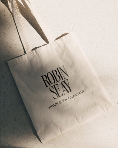 Canvas tote bag with Robin Seay logo design