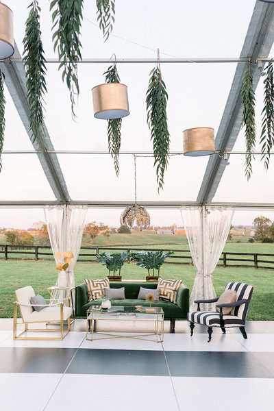 a lounge area at a private wedding in Kentucky