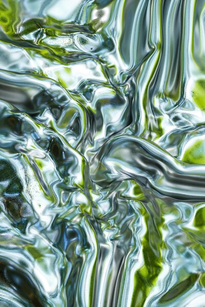 metalic looking green liquid