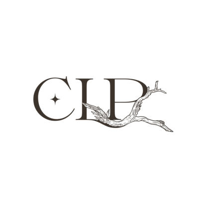 graphic art, a logo that reads CLP with a driftwood branch