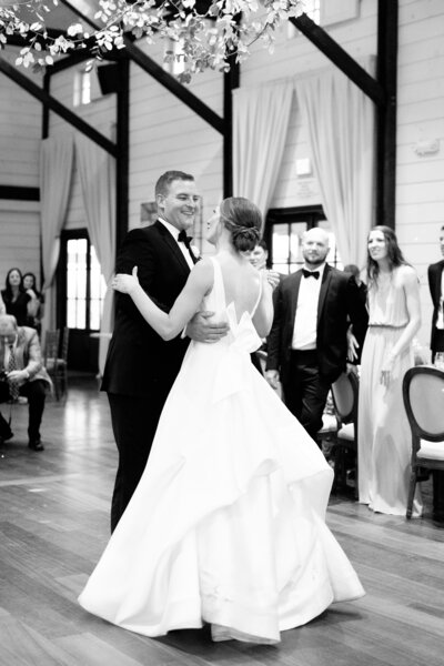 Bride and groom dance at their pippin hill wedding