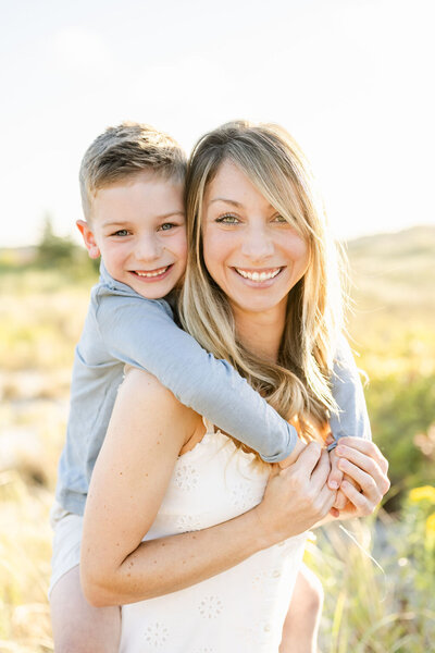 Mom and her son near South Shore Beach