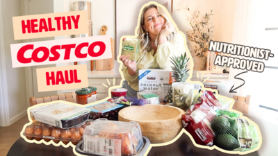 Youtube thumbnail of Mollie Mason nutritionist approved costco haul video