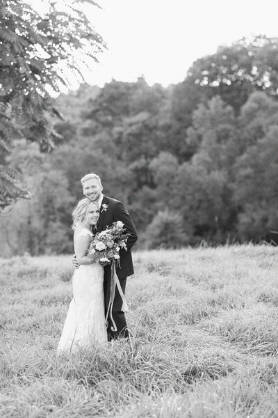 Bride and groom walk up memorial steps at their DC wedding