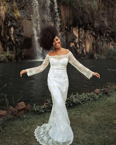 African-American bride on her wedding day