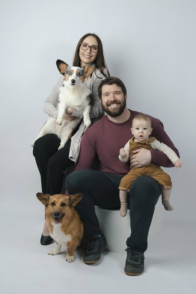 Sherwood Park indoor family session including family pets