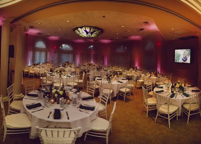 a beautiful sacramento wedding ballroom with lighting