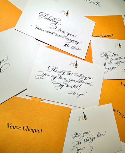 Carla Schall's beautiful calligraphy for Veuve Clicquot brand activation in Miami