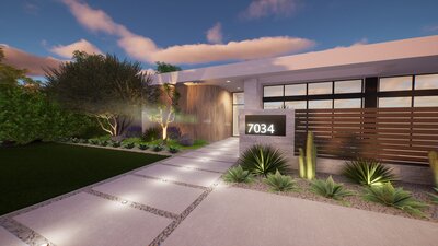 Scottsdale front yard with desert landscaping.