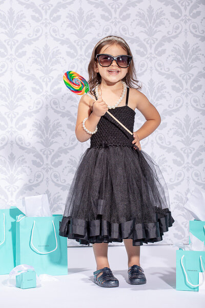 Breakfast at Tiffanys Black Dress Toddler Girl Sunglasses Lollipop