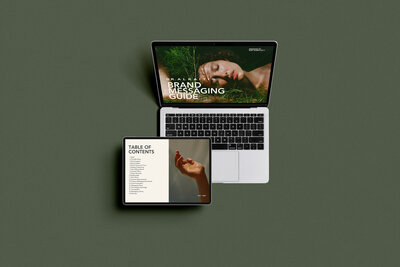 Strategic web design and conversion-based copy by Ruby Works Co.™ displayed on a laptop and phone, featuring modern, editorial-style layout.
