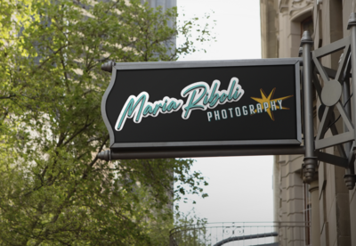 Mockup of sign outside photography studio
