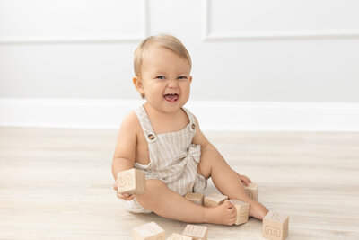 Baby boy playing with blocks
