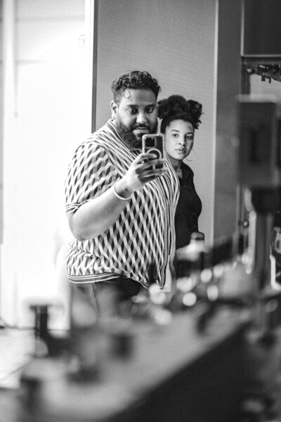 Day‑in‑the‑life branding portrait of business owners on bottling day, captured in Seattle to show the authentic, behind‑the‑scenes moments that define their brand story.