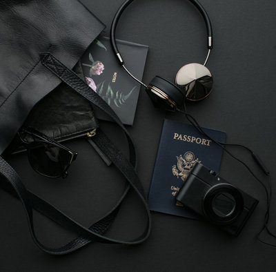 black purse with black accessories