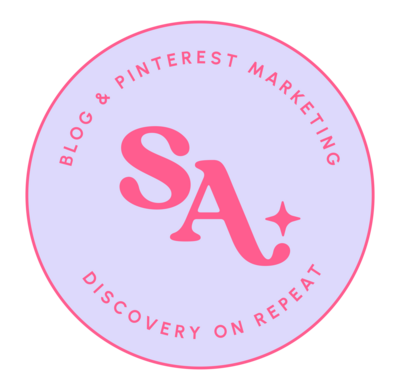 Blog and Pinterest Marketing for ambitious creatives light purple  and hot pink brand element