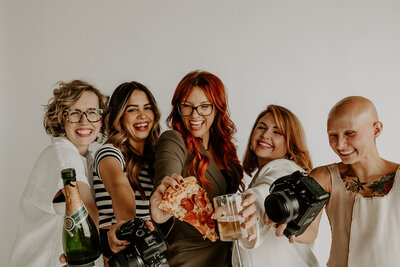 group of female wedding photographers