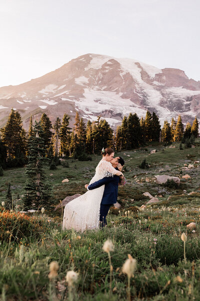 Summer Mt. Rainier Elopement Portraits by Megan Montalvo Photography