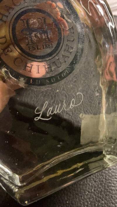 Custom hand engraved liquor bottle