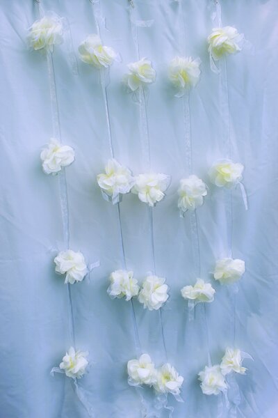 white floral garland hanging