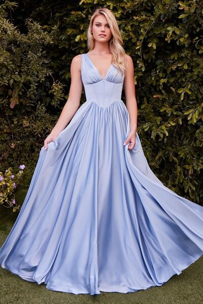 Teal Satin Dress with Slit | Brand Name