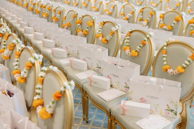 gift bags with hand illustrated elements and design