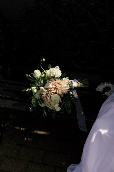 A vintage wedding photograph of a brides flowers. Captured by Bay Of Plenty photographer Eilish Burt