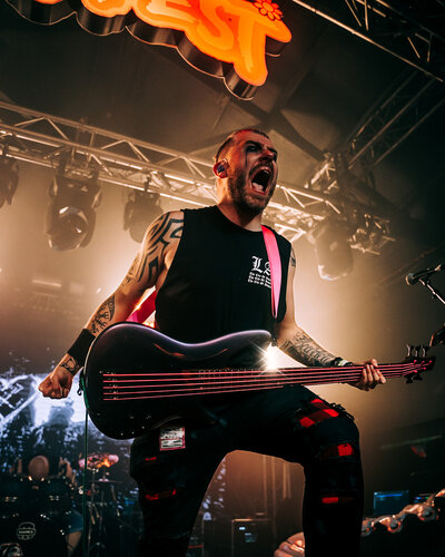 Lead Singer on stage looks up