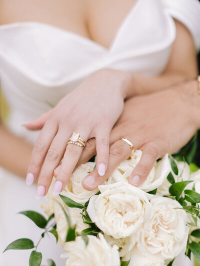 Wedding couple in Virginia holding hands